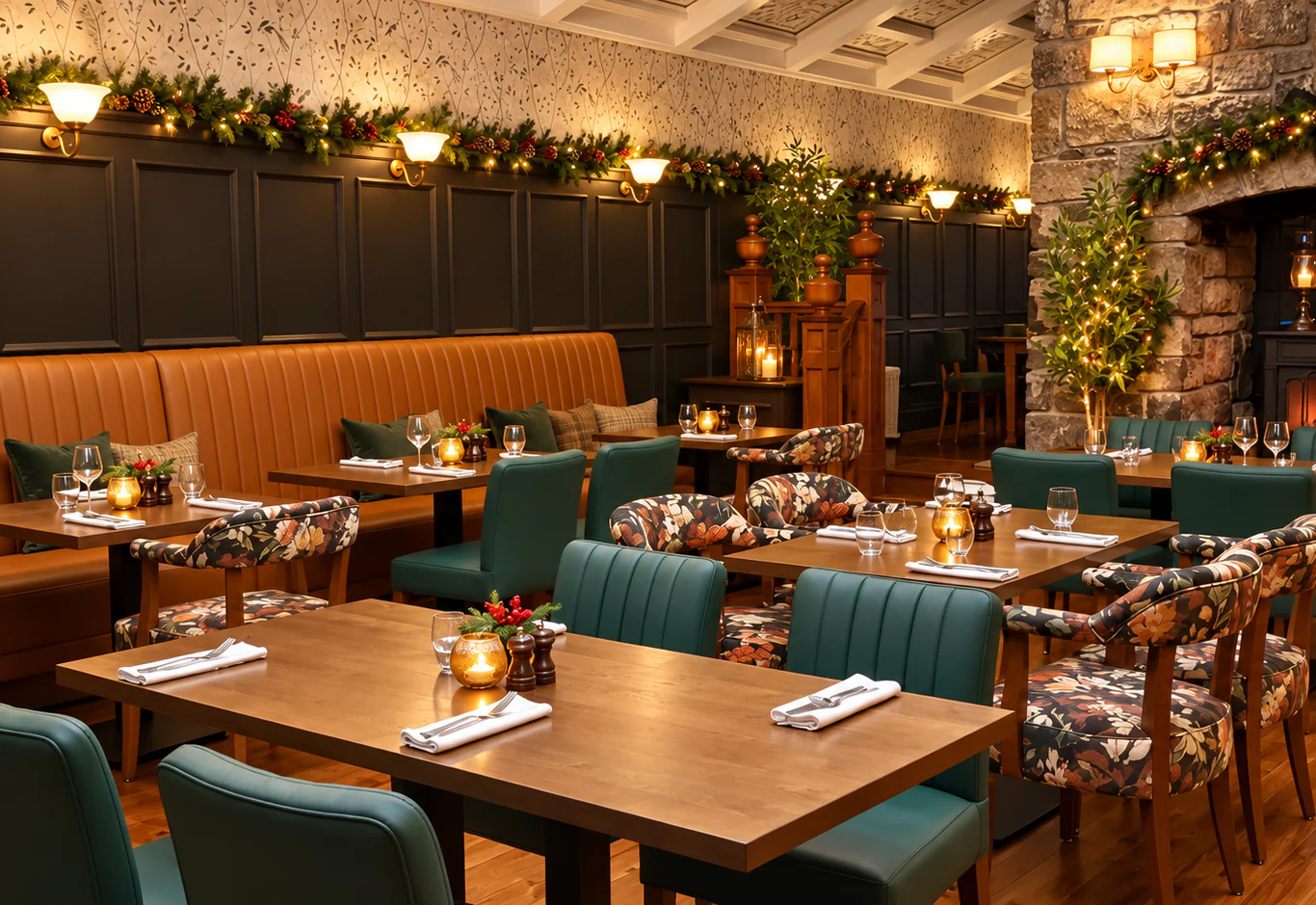 Cosy Festive Restaurant with Fireplace