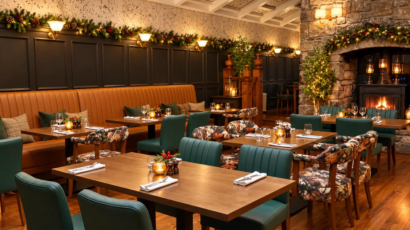 Cosy Festive Restaurant with Fireplace